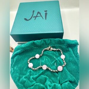 JAI John Hardy Sterling Silver Rose Quartz Bead Box Chain Bracelet